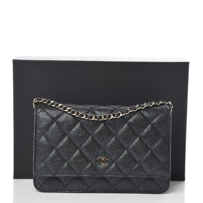 Chanel Iridescent Caviar Quilted Wallet On Chain WOC Black 11 of 11