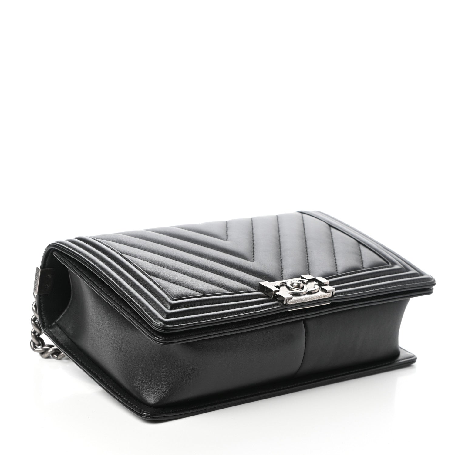 Chanel Calfskin Chevron Quilted New Medium Boy Flap Black 4 of 10