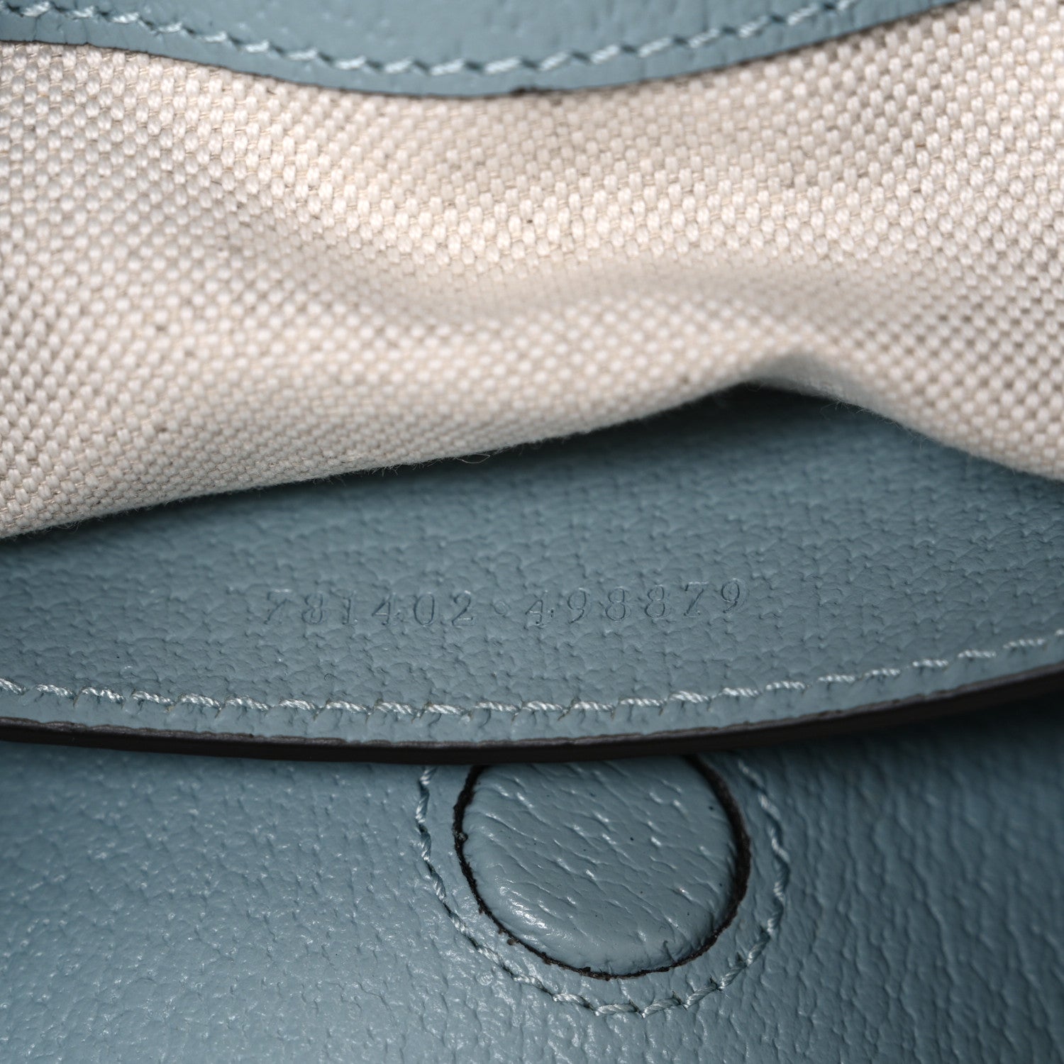Gucci GG Supreme Monogram Textured Dollar Calfskin Web Small Ophidia Bucket Shoulder Bag Dusty Blue 7 of 10
