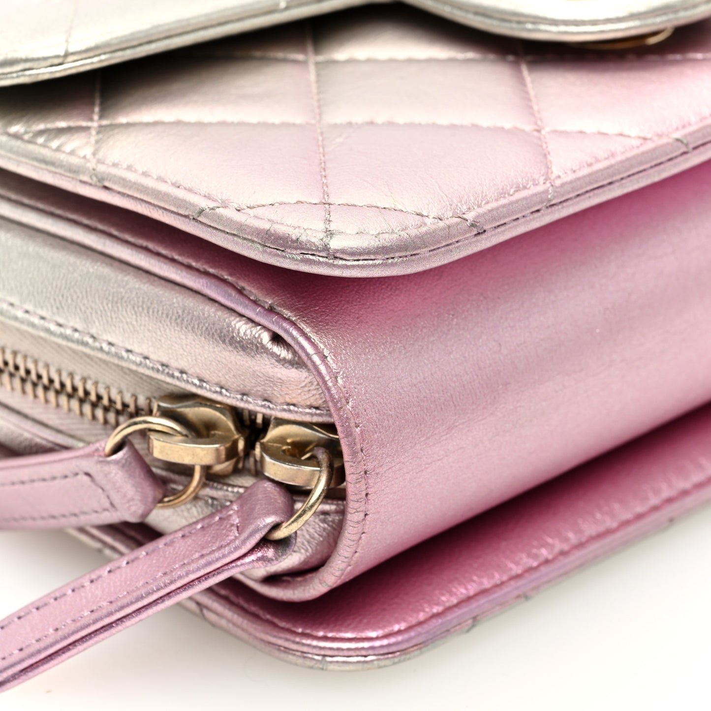 Metallic Lambskin Like A Wallet Flap Golden Pink