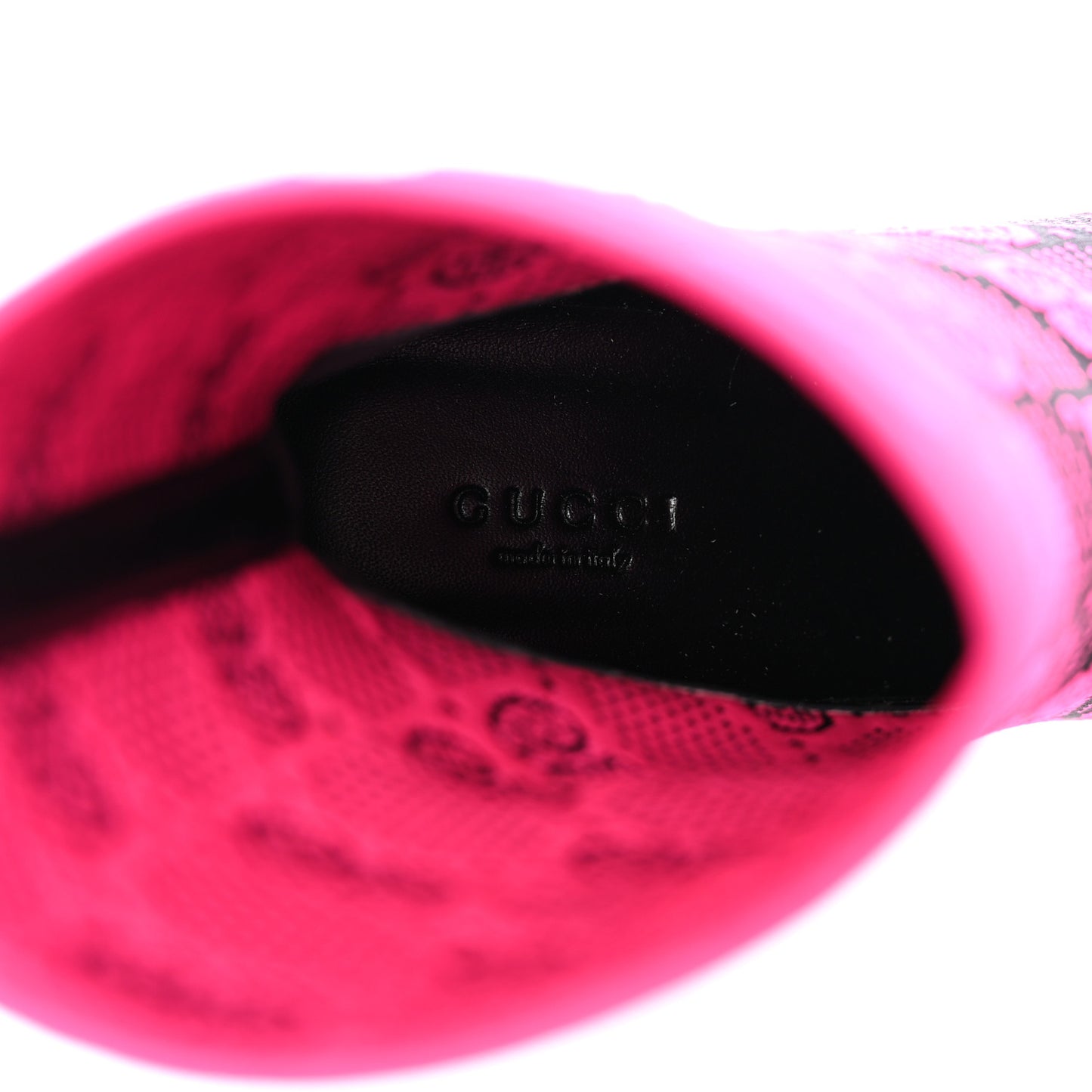 Technical Jersey Knit GG Monogram Square G 75mm Ankle Boots 38 Black Neon Fucsia