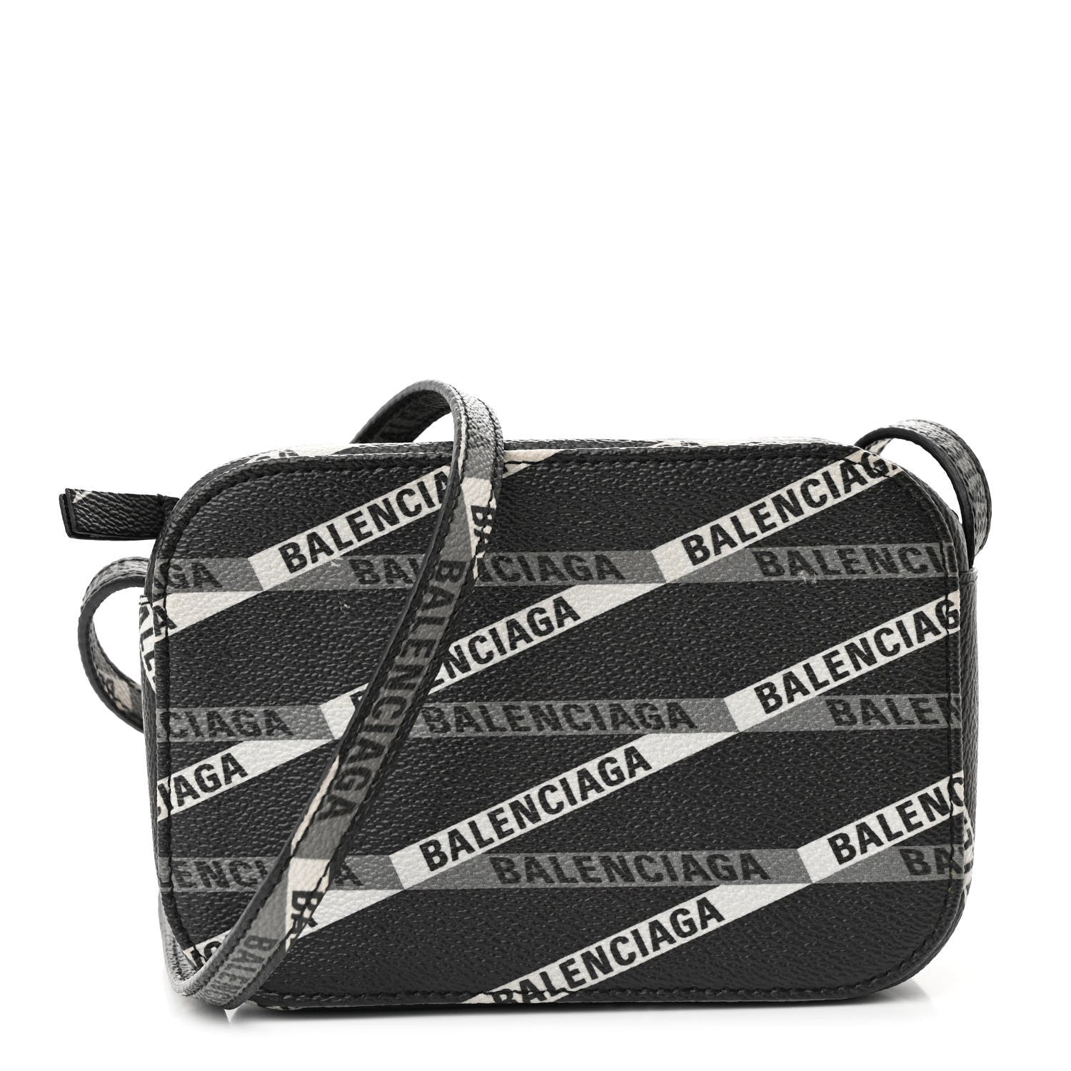 Balenciaga Coated Canvas Losange Monogram XS Camera Bag Black Grey