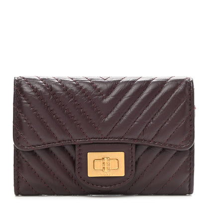 Chanel Aged Calfskin Chevron Quilted Small Reissue Flap Wallet Burgundy 1 of 9