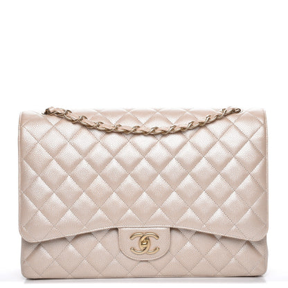 Chanel Metallic Caviar Maxi Double Flap Light Gold 1 of 8