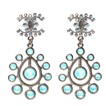 Chanel Iridescent Crystal CC Drop Earrings Gold 1 of 4
