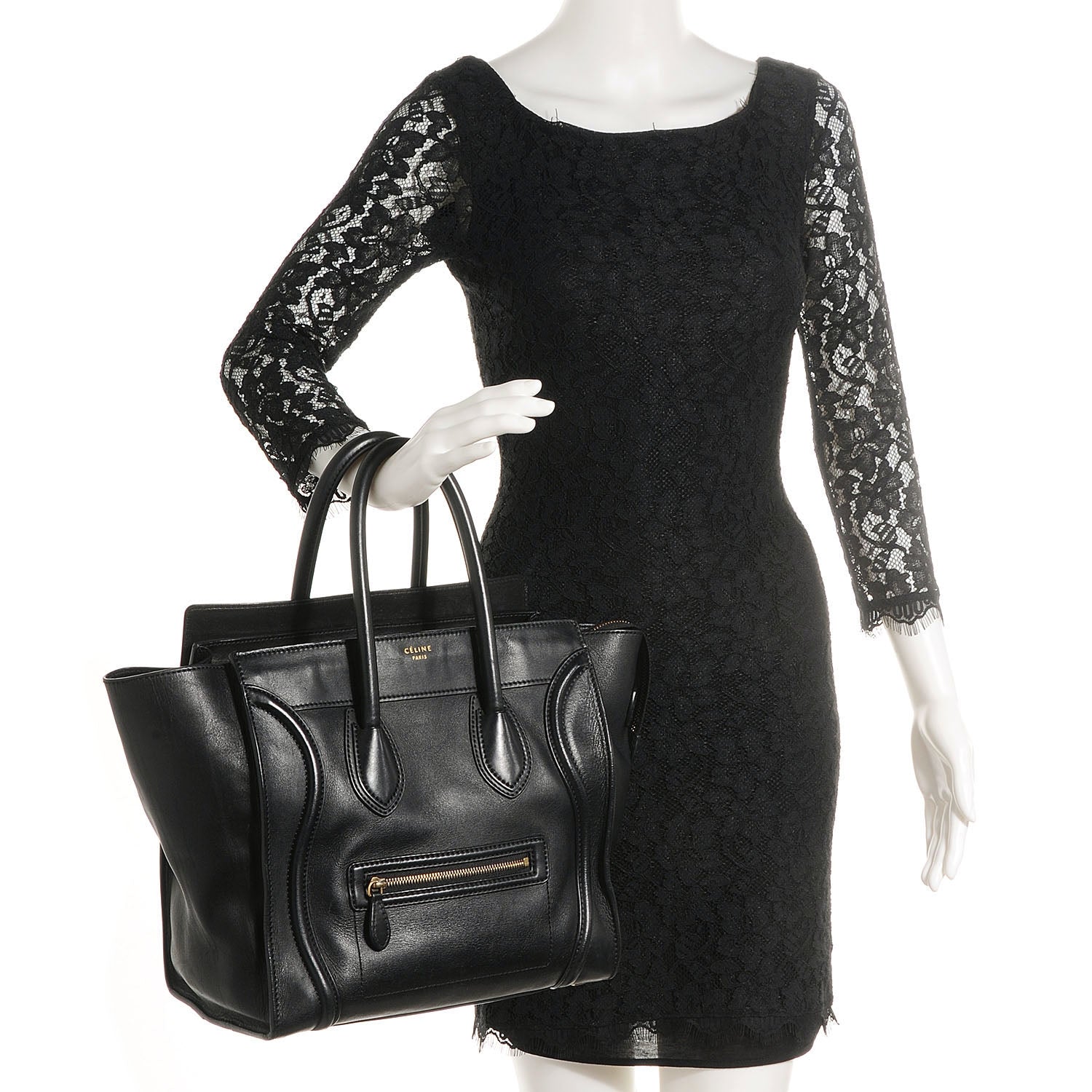 Celine Smooth Calfskin Mini Luggage Black 2 of 9