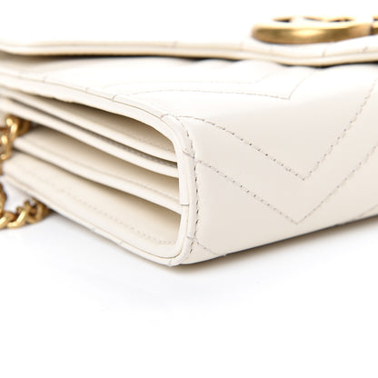 Gucci Calfskin Matelasse GG Marmont Chain Wallet Mystic White 8 of 11