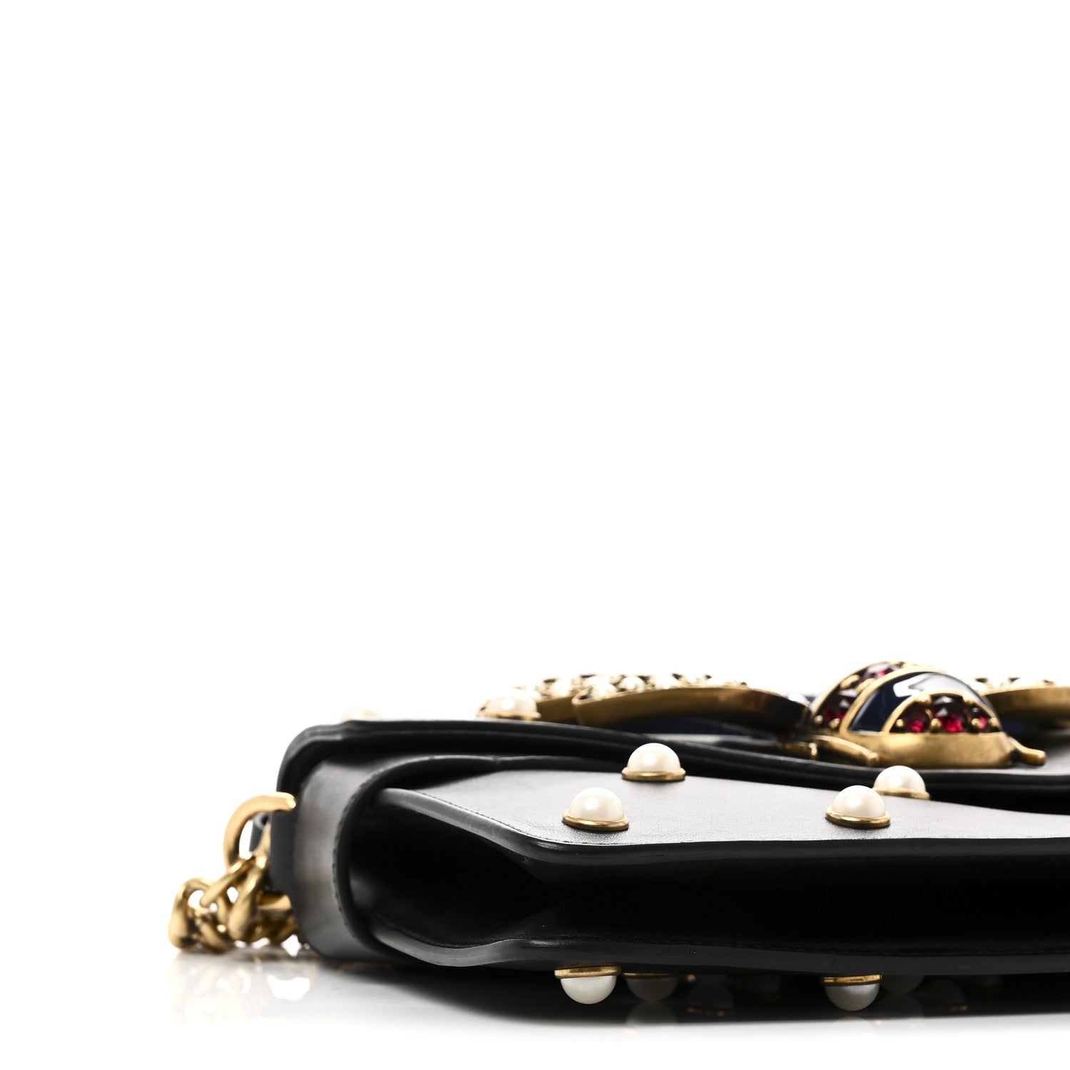 Gucci Nappa Pearl Studded Mini Queen Margaret Broadway Shoulder Bag Black 9 of 10