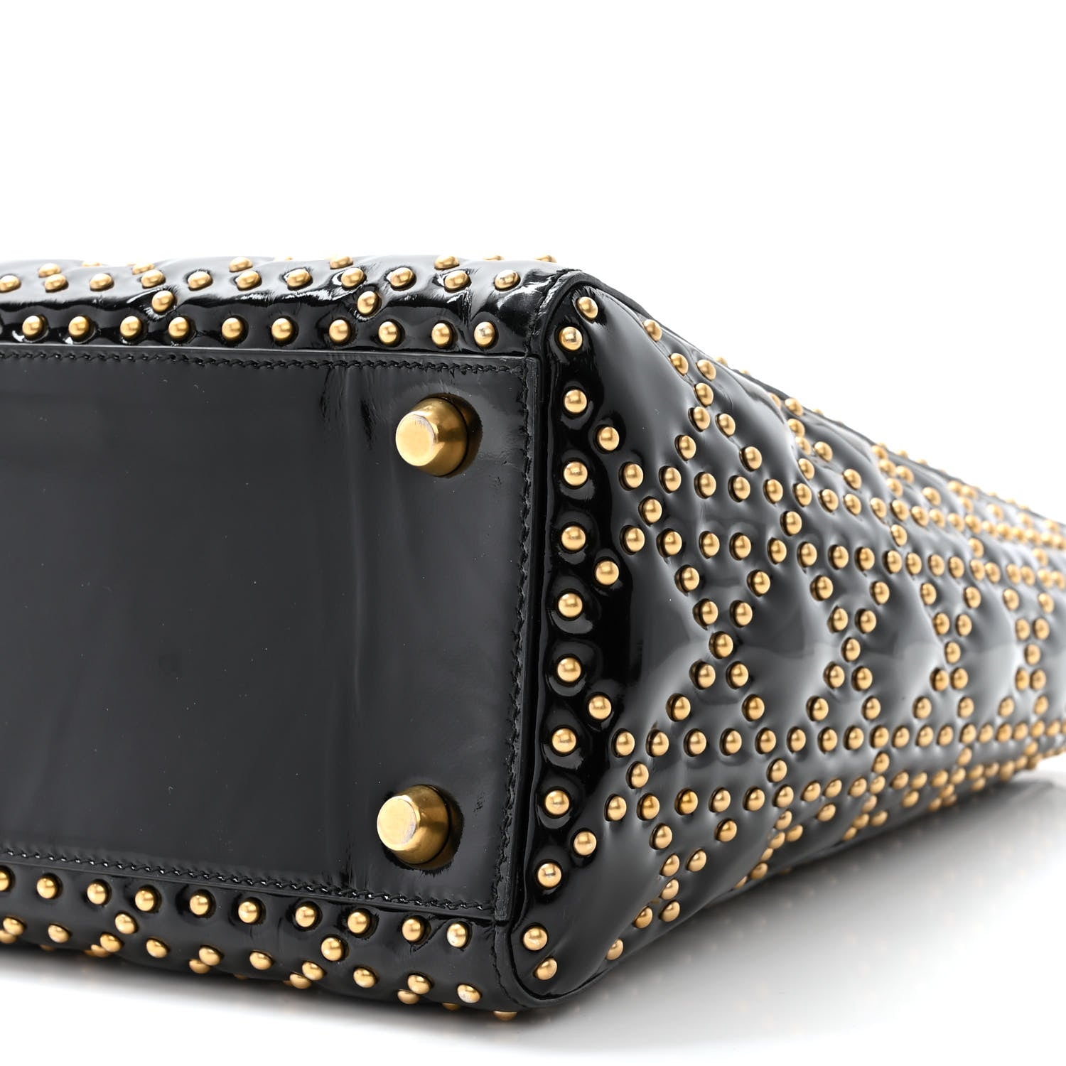 Christian Dior Patent Cannage Studded Large Lady Dior Black 11 of 12