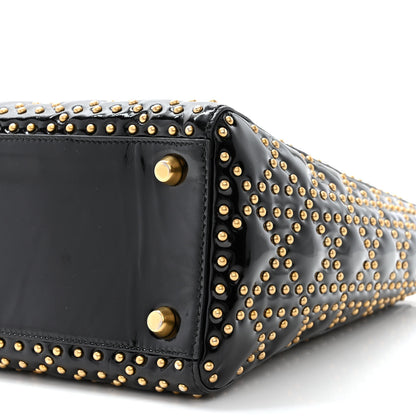 Christian Dior Patent Cannage Studded Large Lady Dior Black 11 of 12