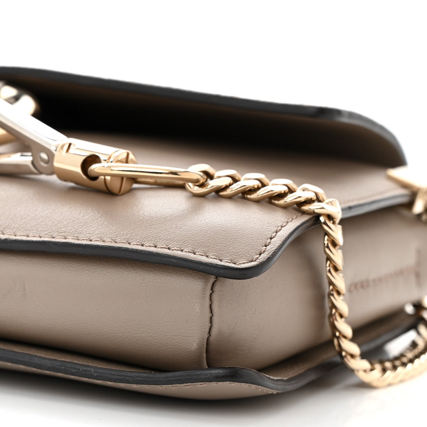 Suede Calfskin Small Faye Shoulder Bag Motty Grey