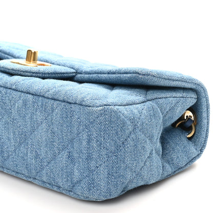Chanel Denim Quilted Mini Pearl Crush Rectangular Flap Blue 10 of 11