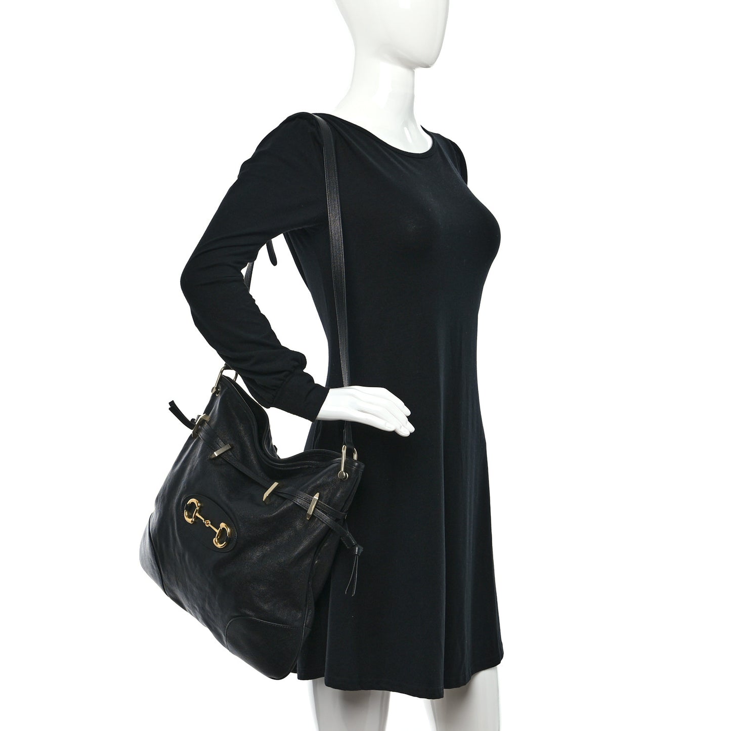 Sakai Calfskin Horsebit 1955 Cinch Top Messenger Bag Black