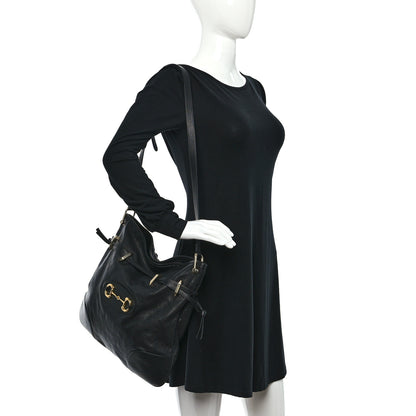 Gucci Sakai Calfskin Horsebit 1955 Cinch Top Messenger Bag Black 2 of 10