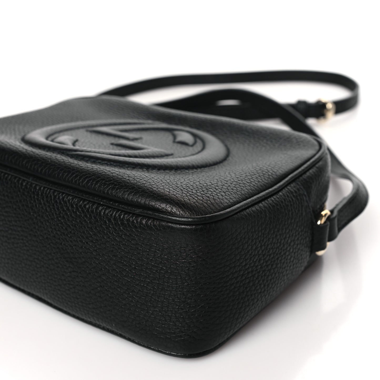 Pebbled Calfskin Small Soho Disco Bag Black