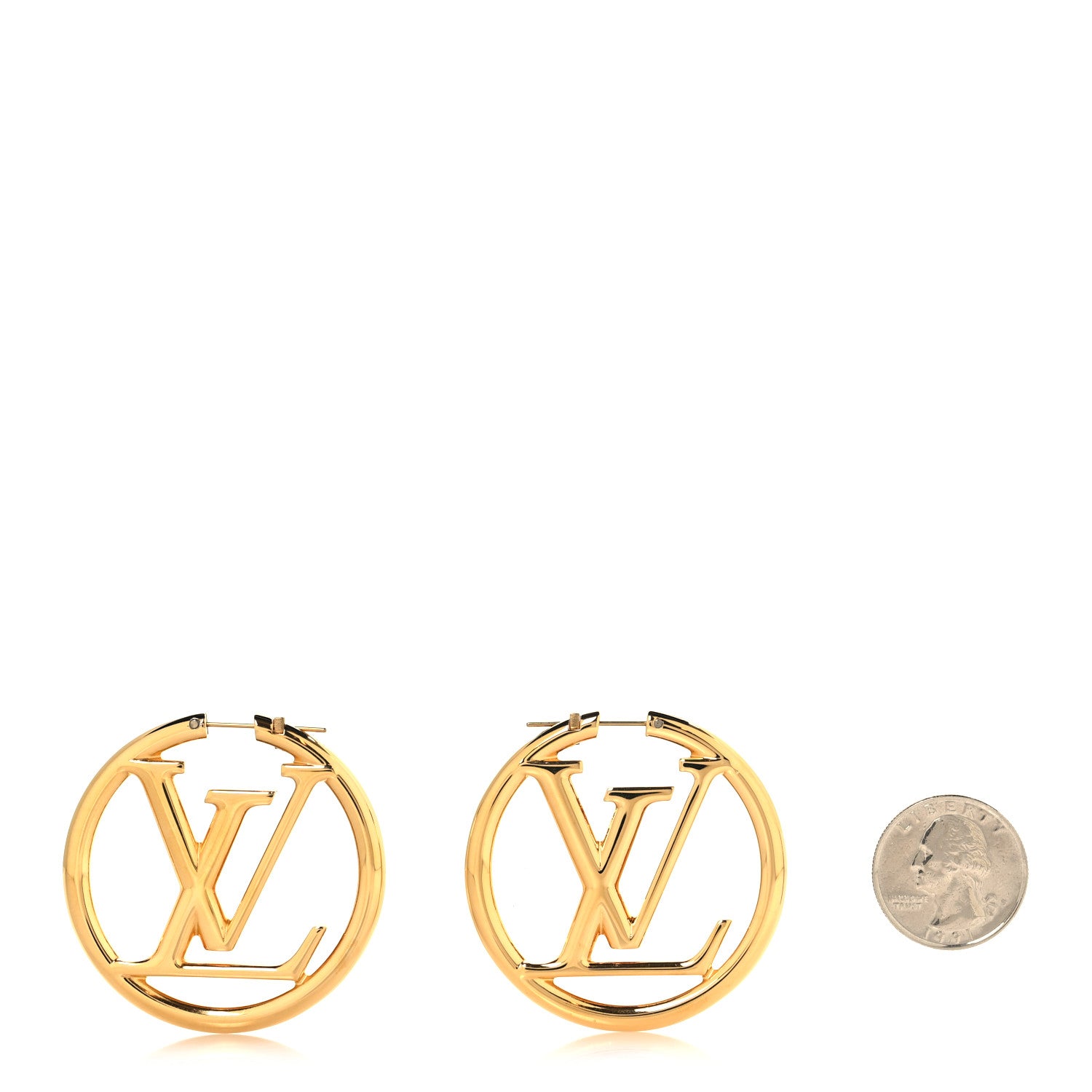 Louis Vuitton Metal Louise Hoop Earrings Gold 2 of 5