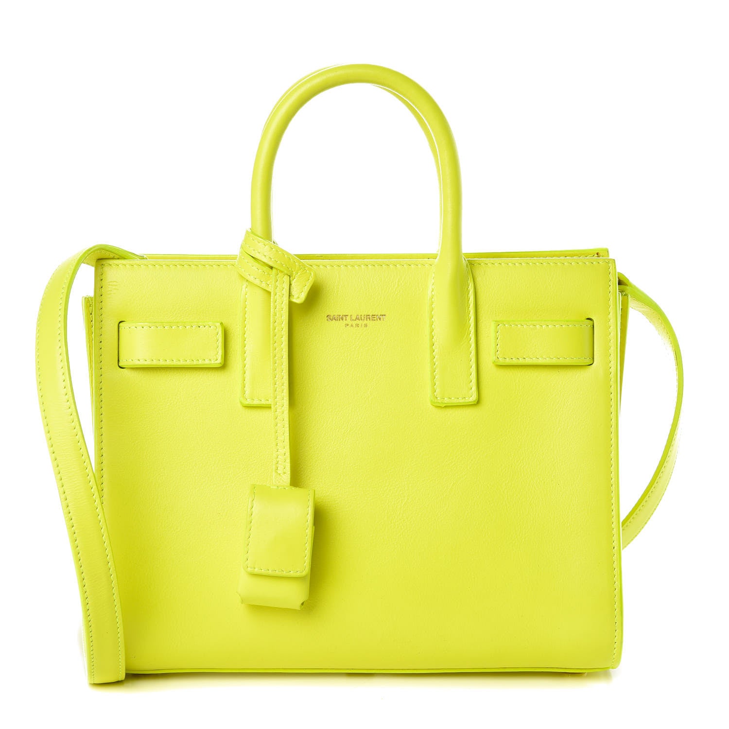 Saint Laurent Calfskin Nano Sac De Jour Neon Yellow 1 of 11