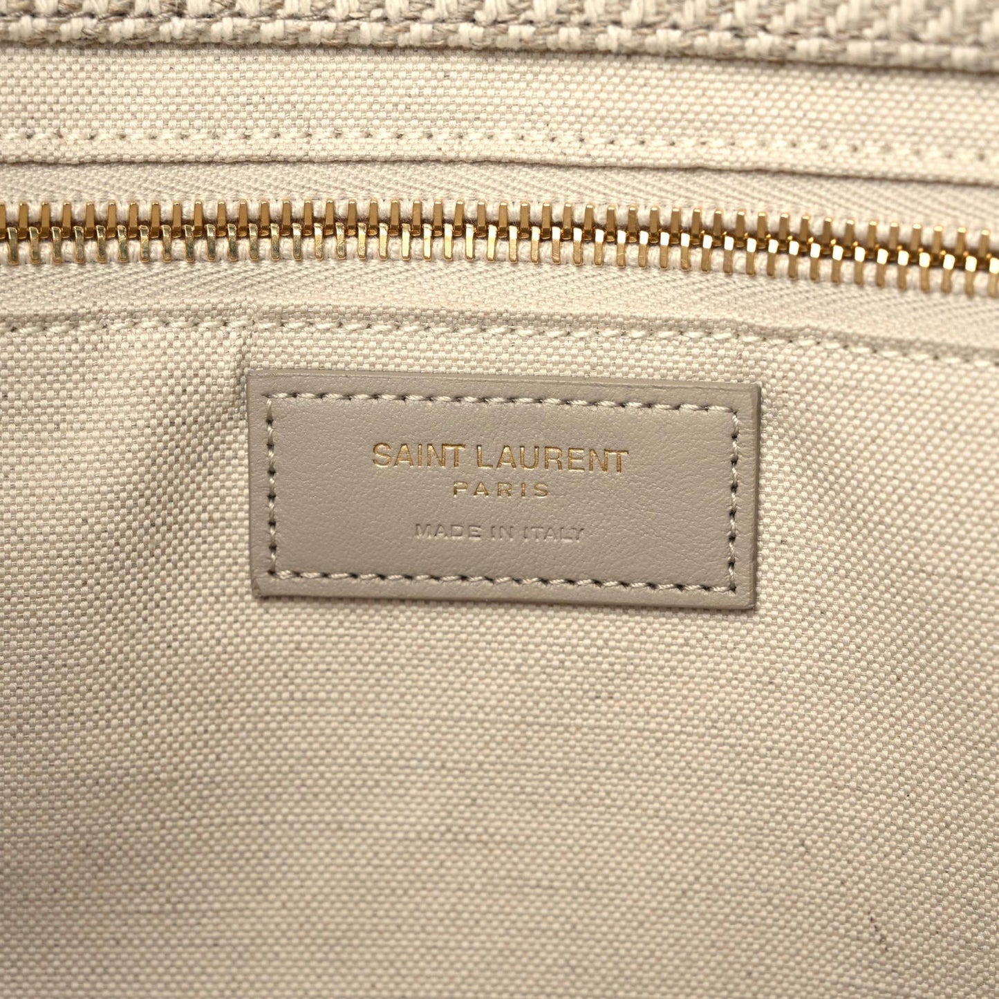 Linen Calfskin Small Rive Gauche Tote Beige Sea Salt