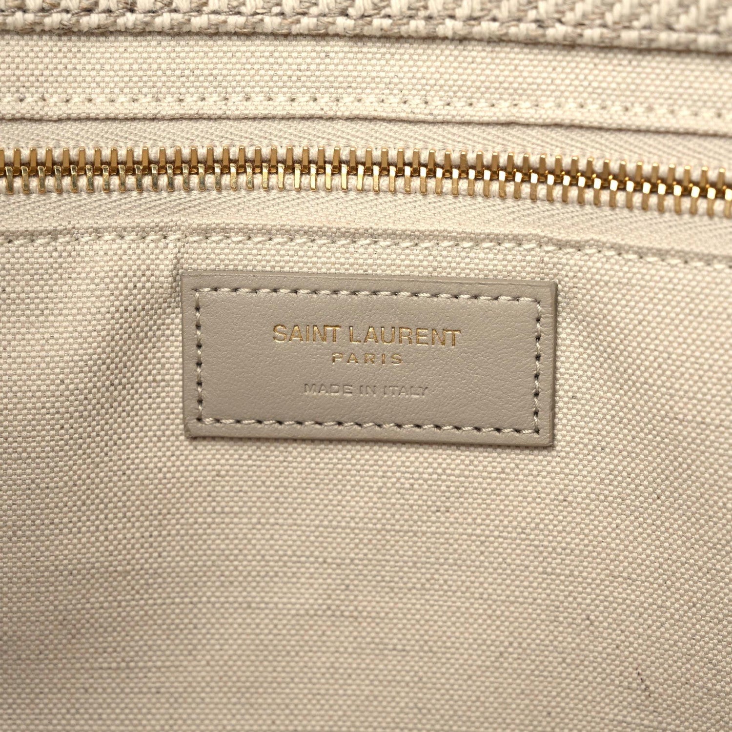 Saint Laurent Linen Calfskin Small Rive Gauche Tote Beige Sea Salt 15 of 17