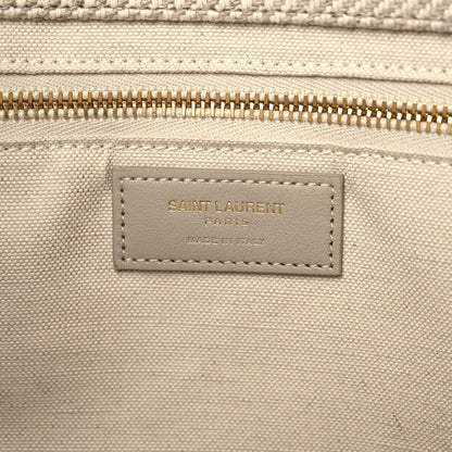Saint Laurent Linen Calfskin Small Rive Gauche Tote Beige Sea Salt 15 of 17