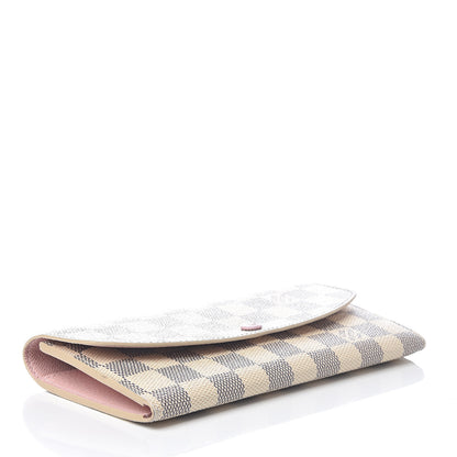Louis Vuitton Damier Azur Emilie Wallet Rose Ballerine 3 of 6