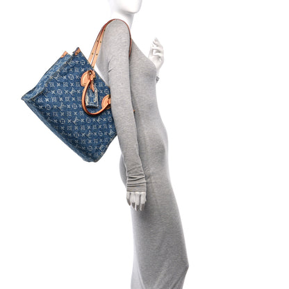 Louis Vuitton Monogram Denim Onthego MM Blue 2 of 12
