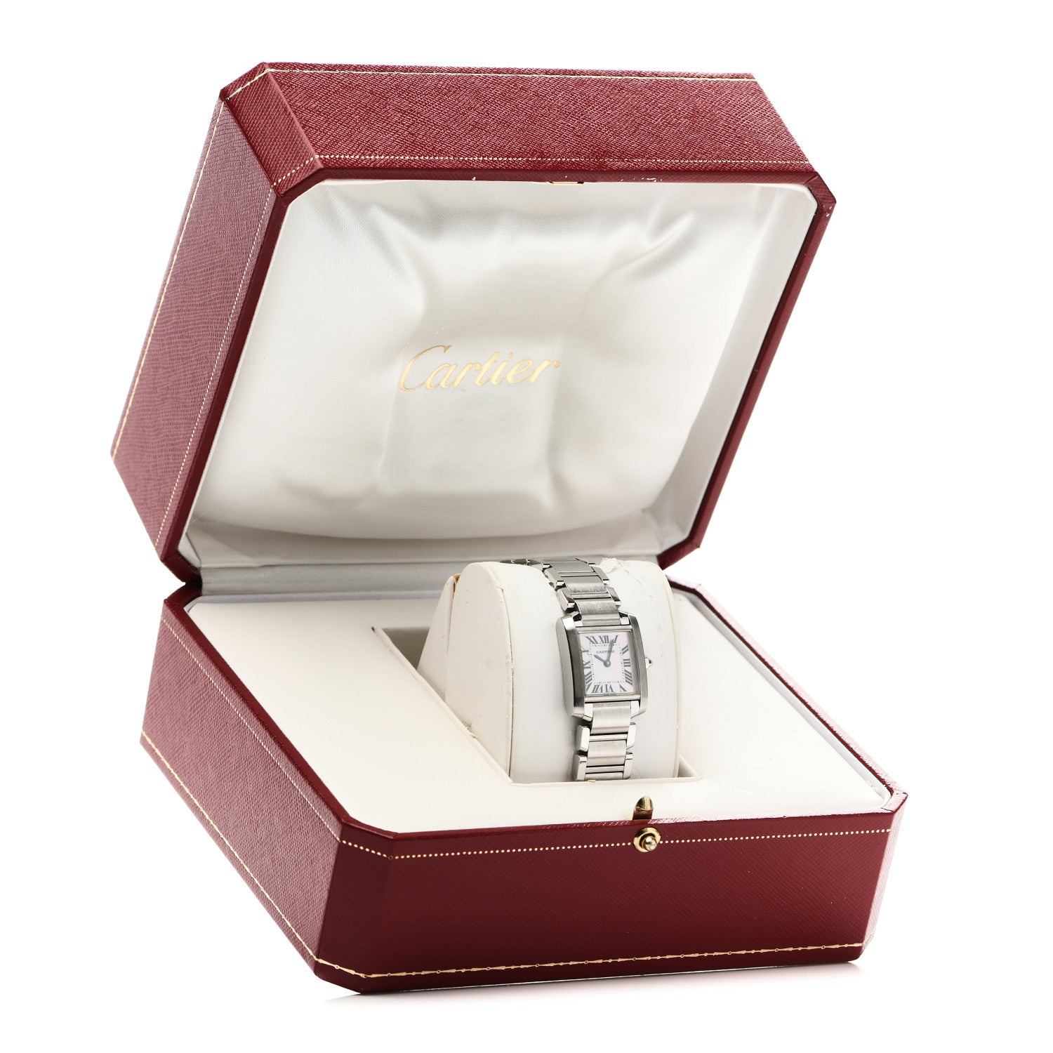 Cartier Stainless Steel Pink Mother of Pearl 20mm Tank Francaise Quartz Watch 5 of 5