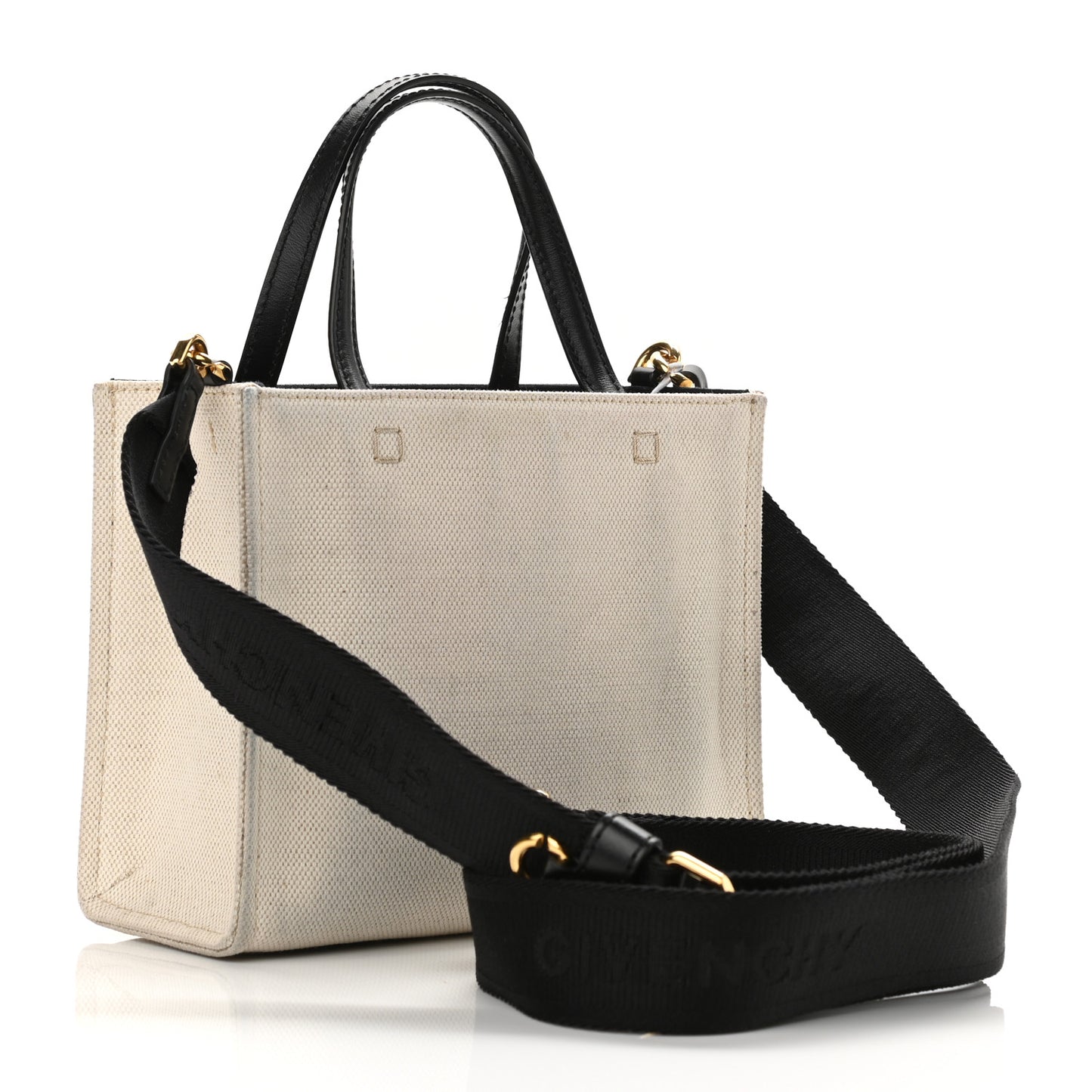 Canvas Mini Bond Shopper Tote Beige Black