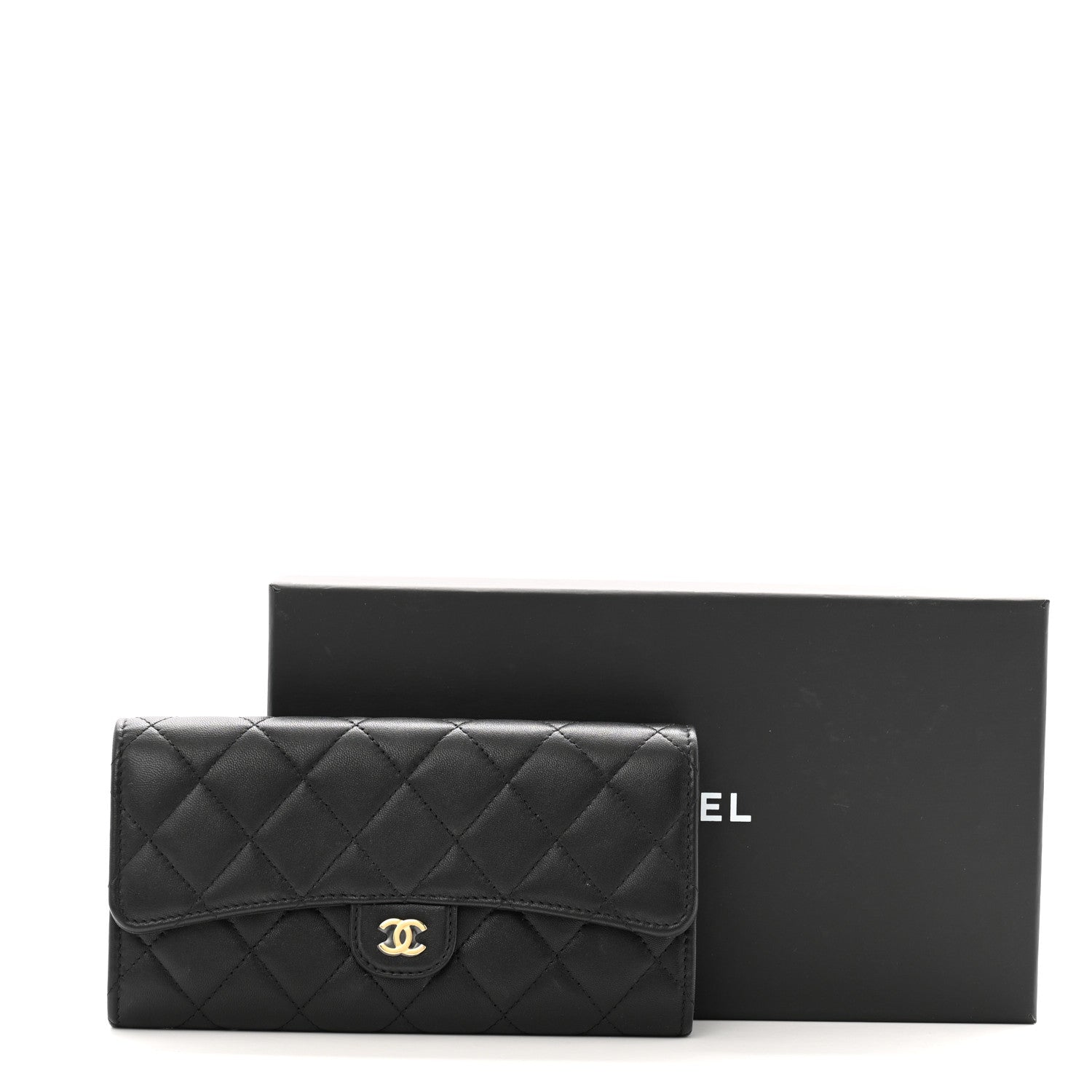 Chanel Lambskin Quilted Large Flap Wallet Black 12 of 12