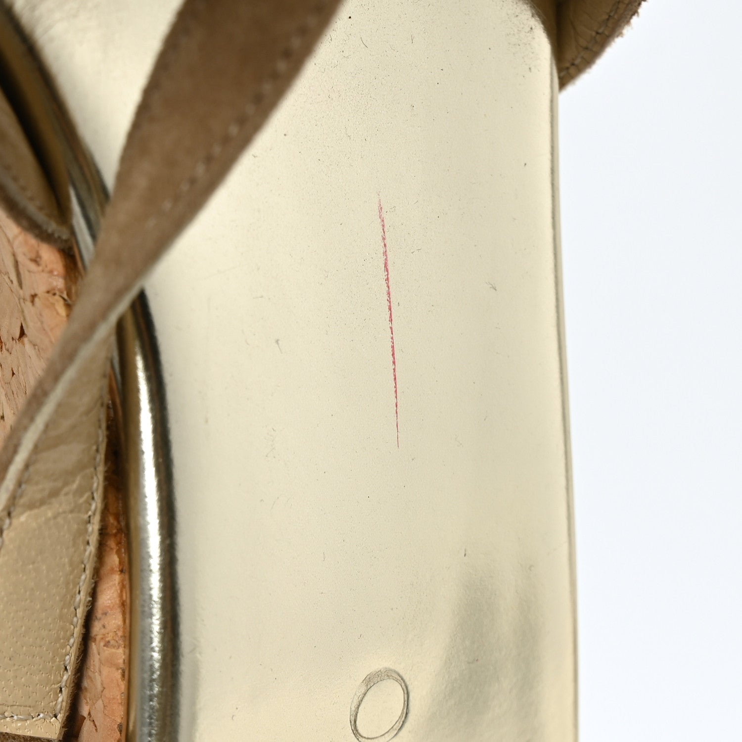 Jimmy Choo Suede Peep-Toe Cork Wedge Sandal 36.5 Beige 7 of 8