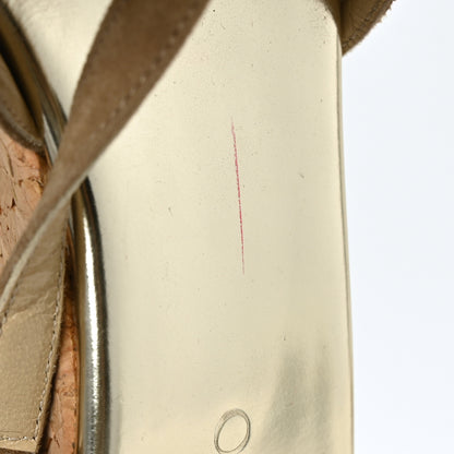Jimmy Choo Suede Peep-Toe Cork Wedge Sandal 36.5 Beige 7 of 8