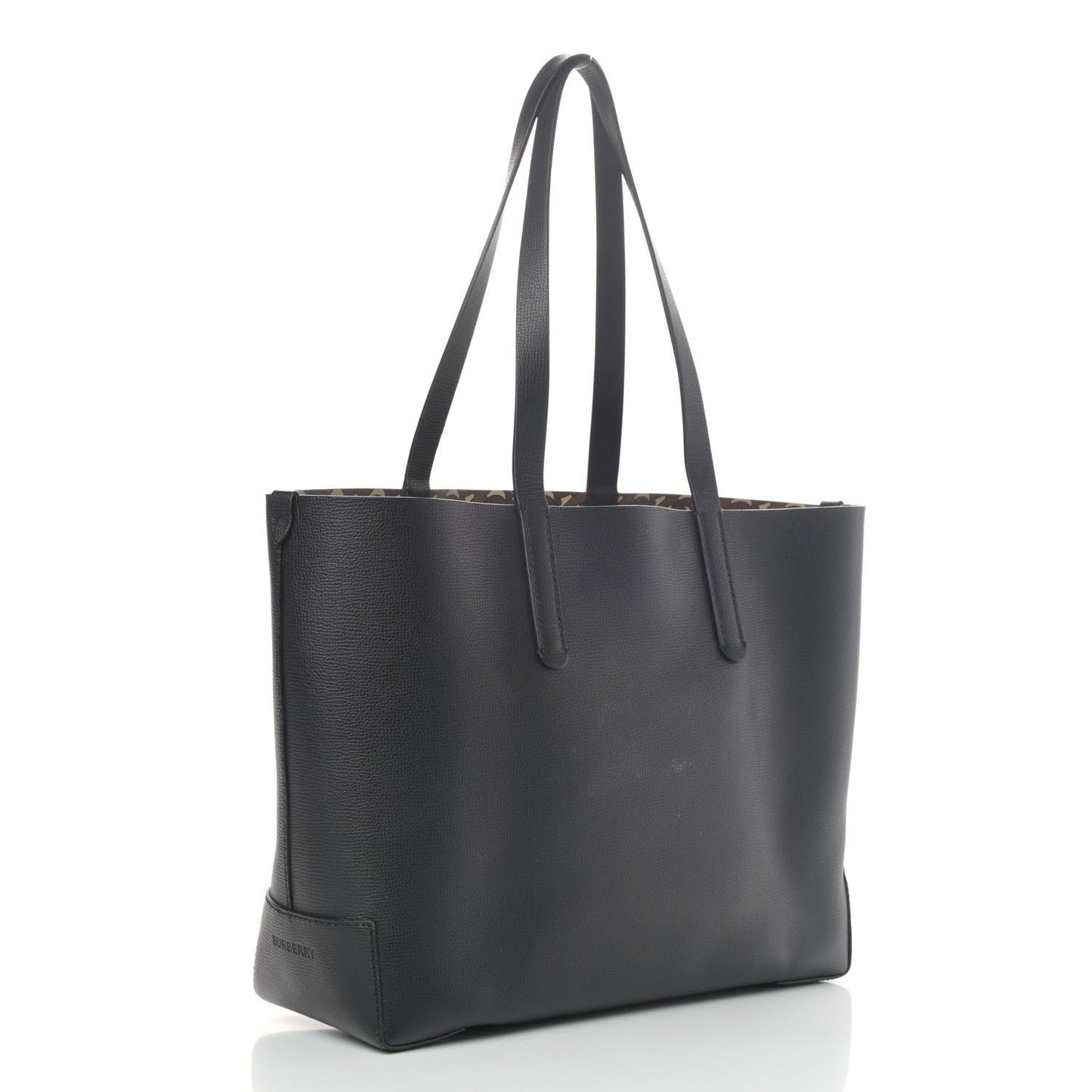 Calfskin TB Motif Embossed Medium Tote Black