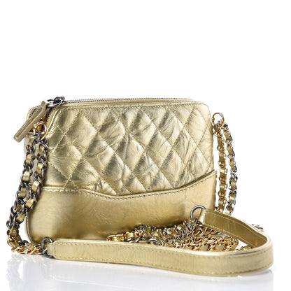 Chanel Metallic Aged Calfskin Quilted Small Gabrielle Clutch With Chain Gold 3 of 13