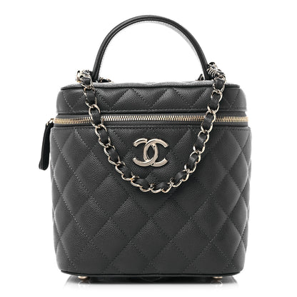 Chanel Caviar Quilted Small Top Handle Vanity Case With Chain Dark Grey 1 of 8