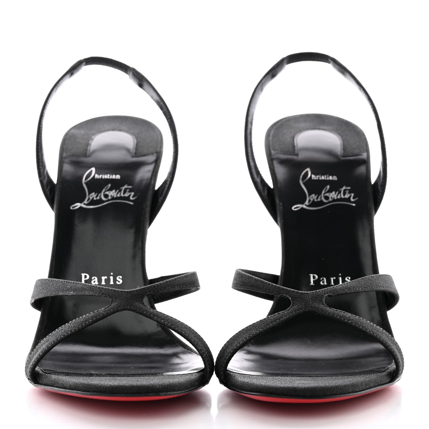 Christian Louboutin Glitter Calfskin Emilie 100 Slingback Sandals 39.5 Black 2 of 18