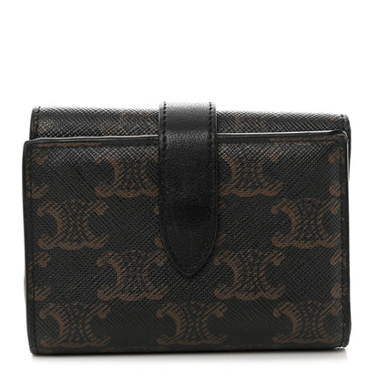 Celine Canvas Triomphe Medium Strap Wallet Black 1 of 7