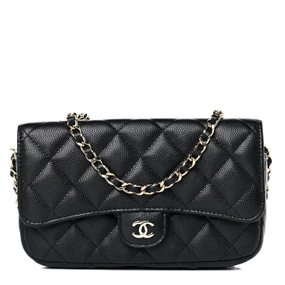 Chanel Caviar Quilted Flap Phone Holder With Chain Black 1 of 12