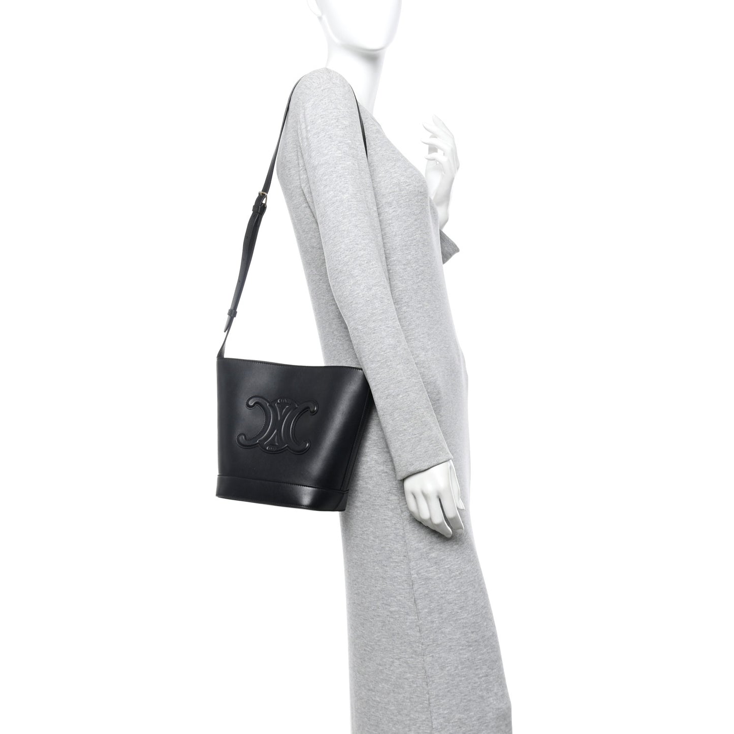 Smooth Calfskin Small Cuir Triomphe Bucket Bag Black