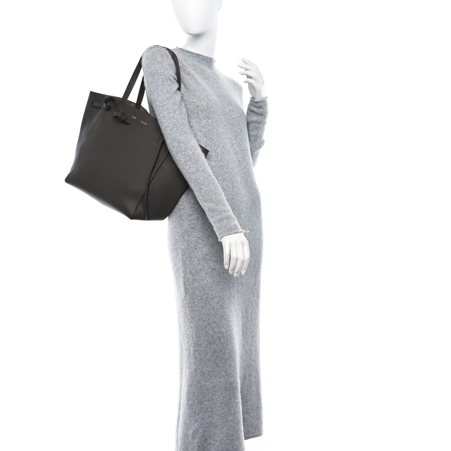 Celine Soft Grained Calfskin Small Belt Cabas Phantom Medium Grey 2 of 8