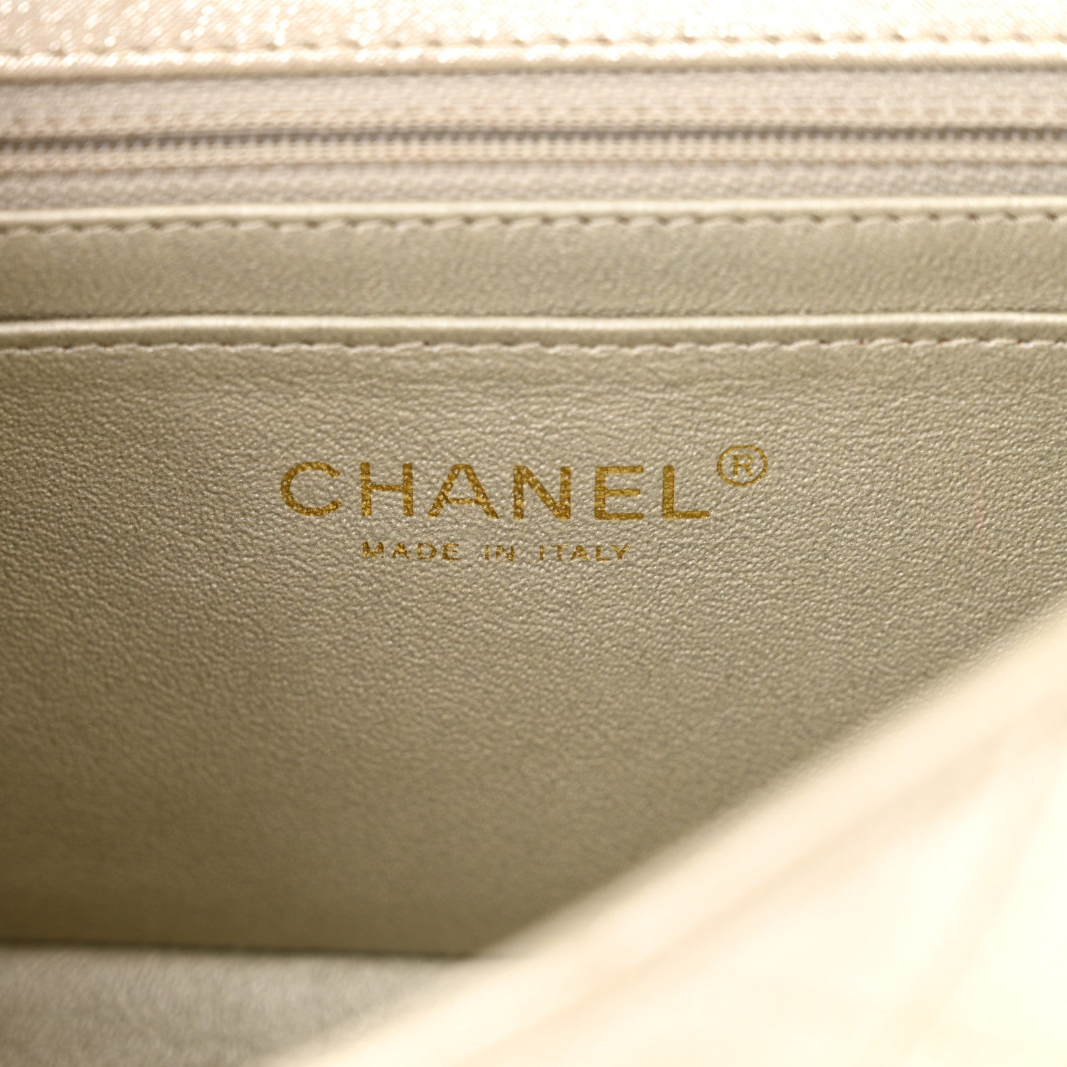Chanel Iridescent Calfskin Quilted Mini Rectangular Flap Light Gold 6 of 12