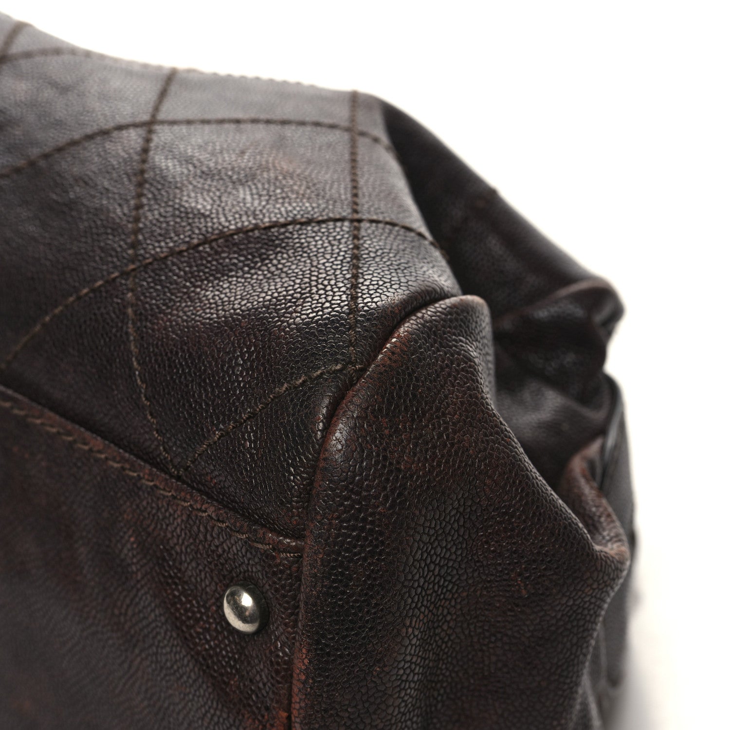 Chanel Caviar Quilted Bowler Tote Brown 10 of 15