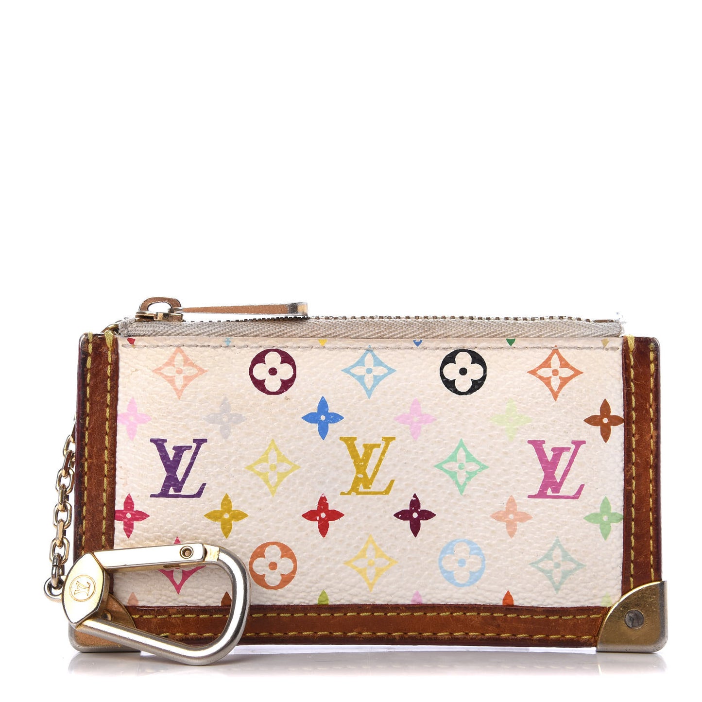 Monogram Multicolor Key Pouch White