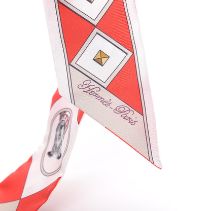 Hermes Silk Colliers Et Chiens Twilly Rouge White Mastic 3 of 4