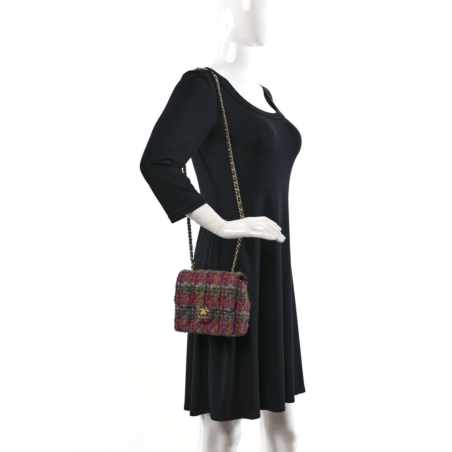 Tweed Quilted Mini Square Flap Multicolor