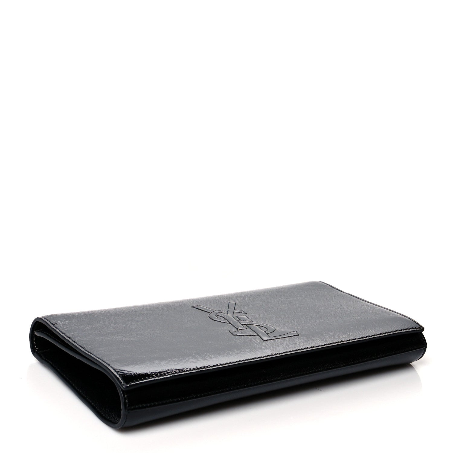 Saint Laurent Textured Patent Monogram Large Belle De Jour Clutch Black 4 of 7
