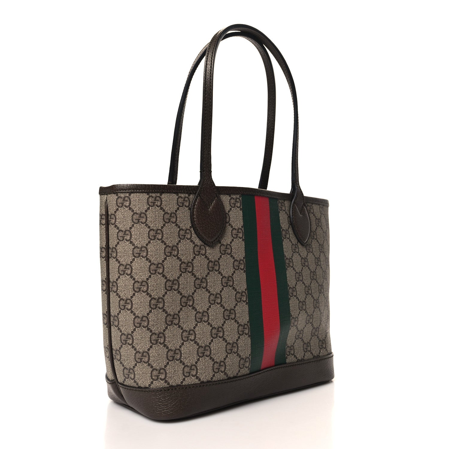 Gucci GG Supreme Monogram Textured Dollar Calfskin Web Small Ophidia Tote Beige Ebony New Acero 3 of 10