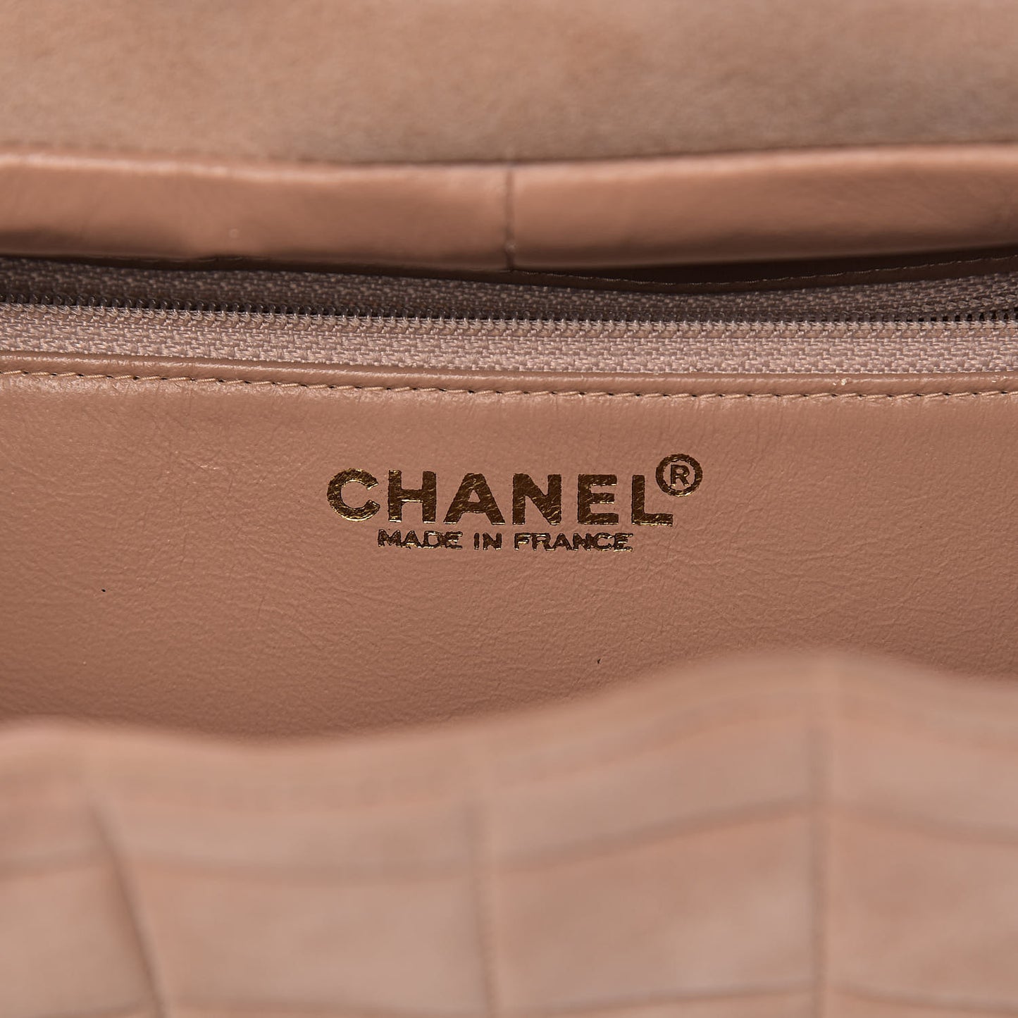 Suede Chocolate Bar Top Handle Flap Beige