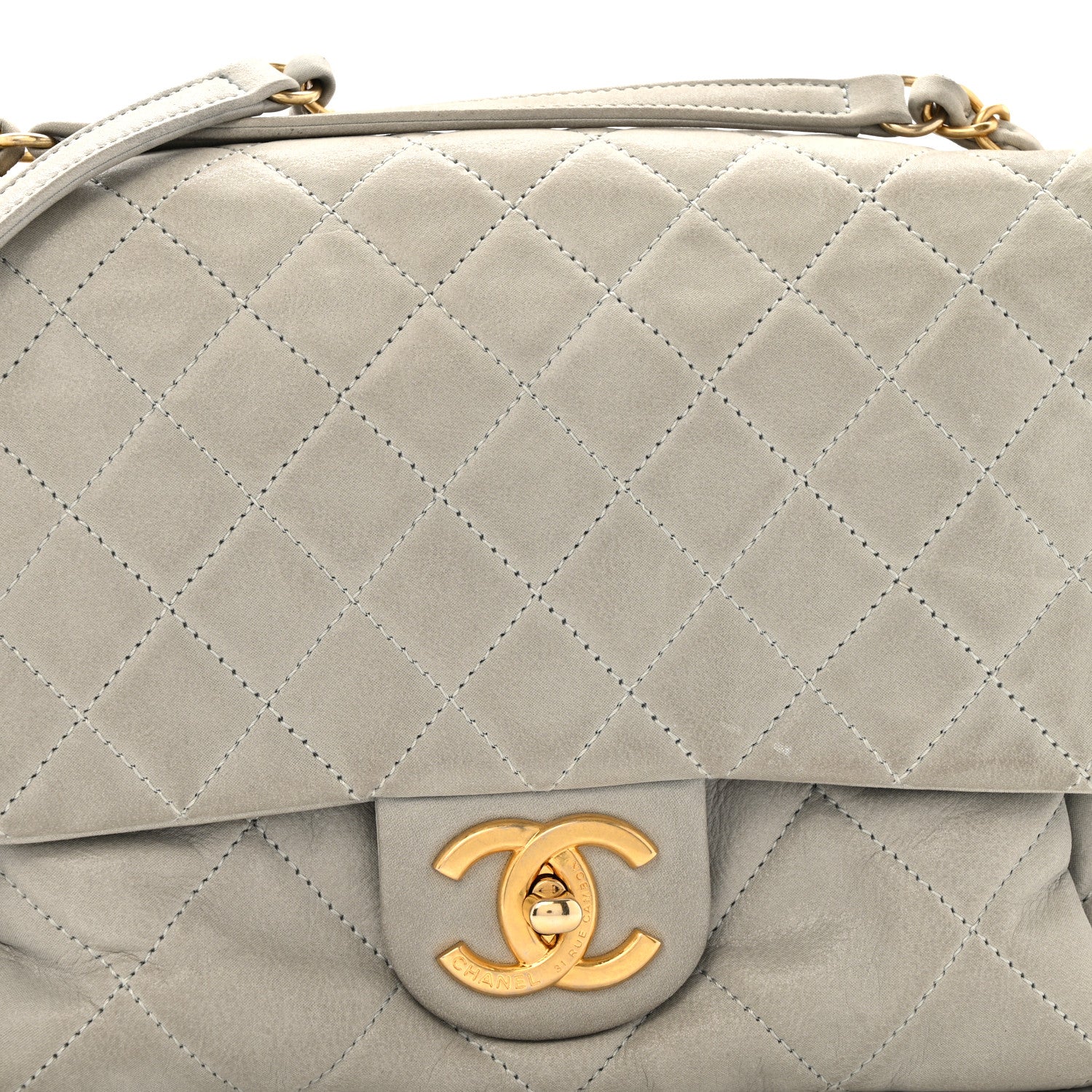 Chanel Iridescent Calfskin Quilted Large Accordion Flap Grey 8 of 11