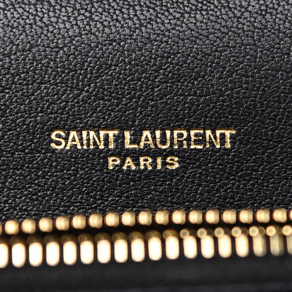 Saint Laurent Sheepskin Matelasse Chevron Monogram Medium College Bag Black 6 of 9