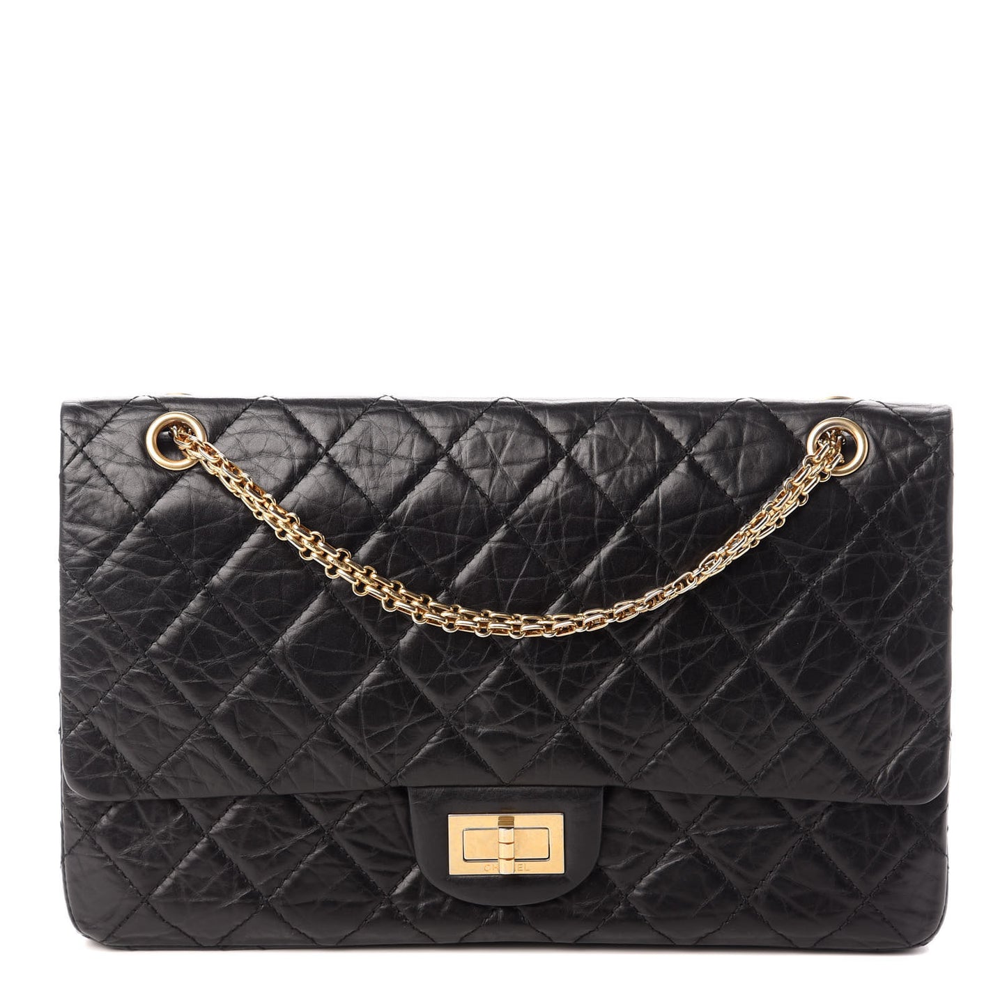 Aged Calfskin Quilted 50th Anniversary 2.55 Reissue 227 Flap Black